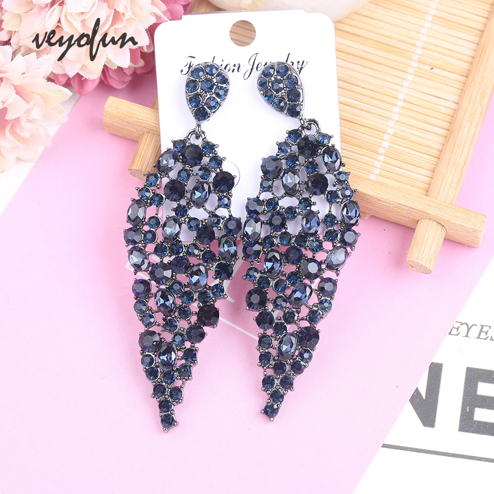 Veyofun Hollow out Rhinestone Dangle Earrings Luxury ZA Drop Earrings For Woman Fashion Jewelry New