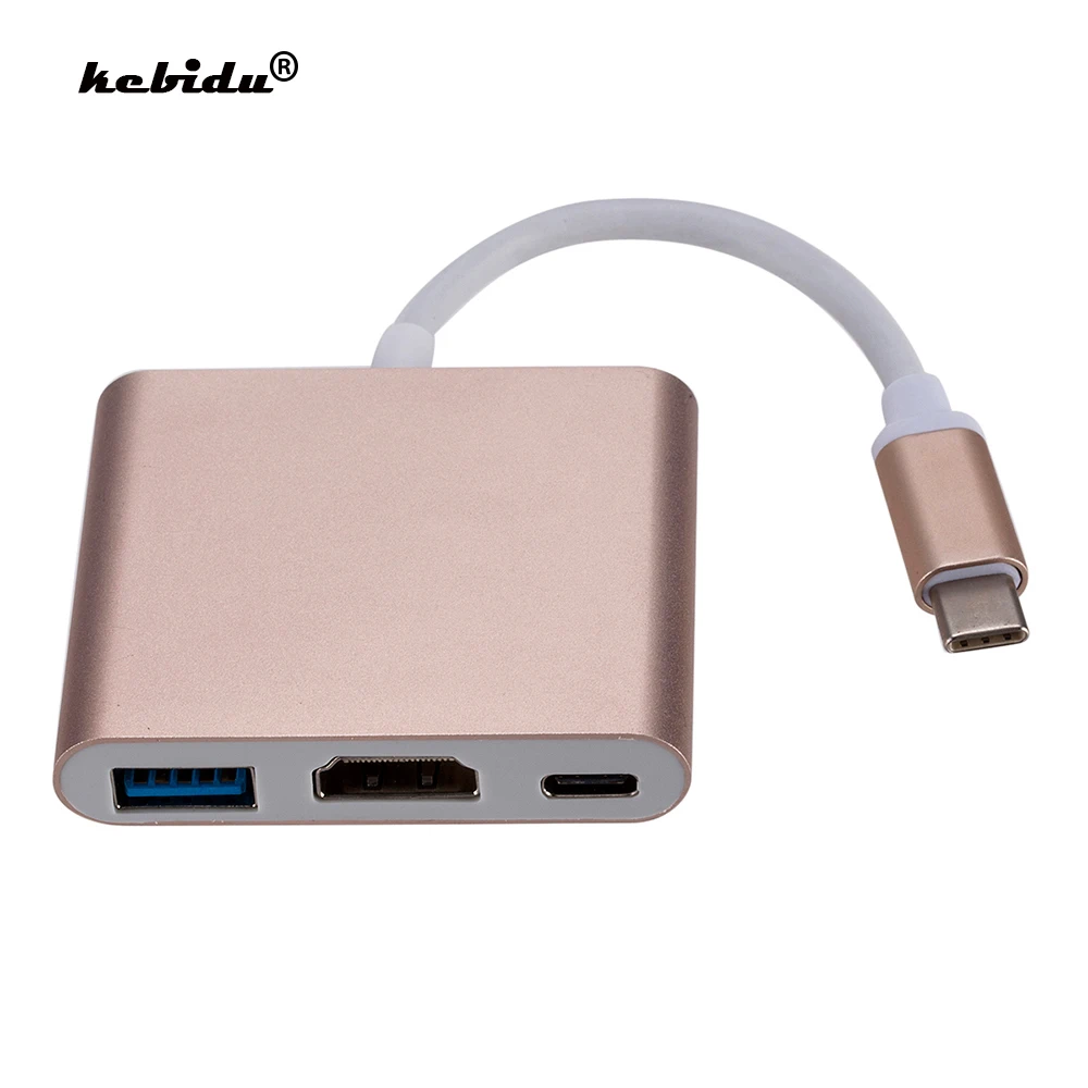 USB C to HDMI-compatible Converter Type C to HDMI Adapter Type C 3.1 to USB 3.0 HDMI Type C Adapter 3 in 1 Type-C HUB Aluminum