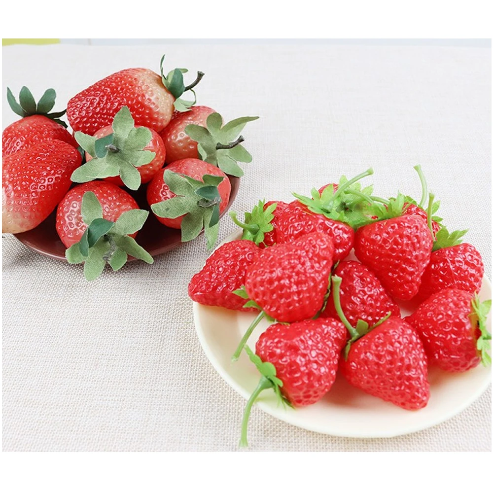 5pcs Artificial Fruit Fake Strawberry Plastic DIY Simulation Strawberry Ornament Craft Photography Props Christmas Home Decor