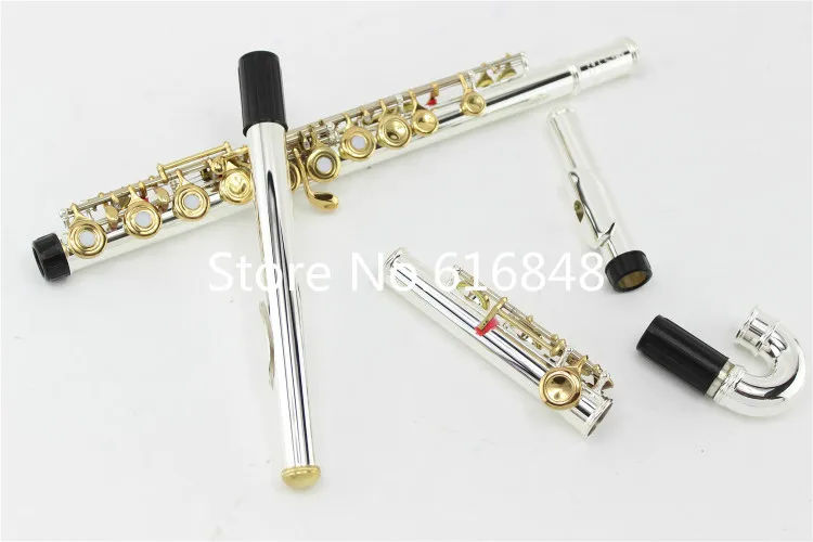 Hot MARGEWATE Flute FL-381 Double Heads Flutes Silver Plated Body Gold Lacquer Key 16 Holes Open C Key  with Case