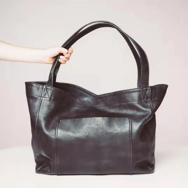 Sac à Main Vintage en Cuir PU Souple pour Femme, Fourre-Tout avec Grand Côté, Poignée Supérieure