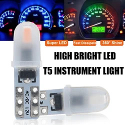 Interior do carro Luz Indicador, T5 Lâmpada LED, Painel Medidor, Instrumento Wedge Lâmpada, Auto Luz de Sinal, Branco, 12V, 5X, W3W, W1.2W, Mais Novo