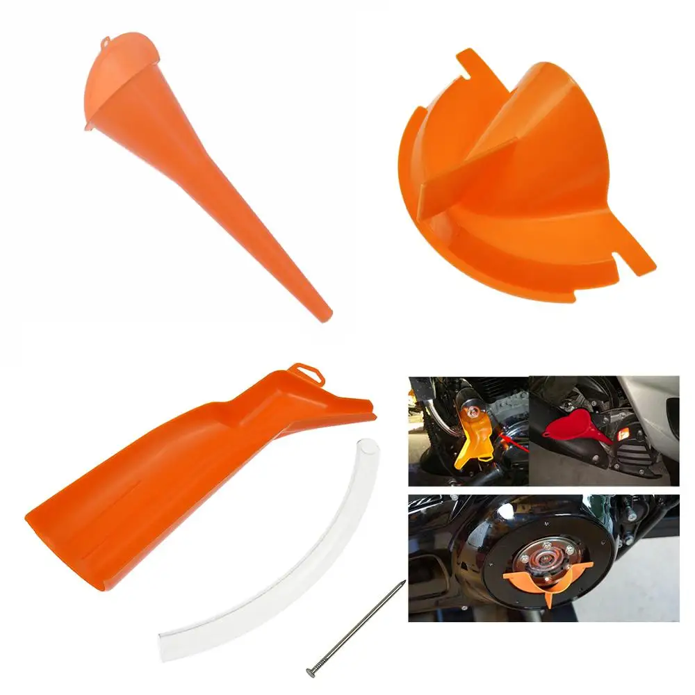 4PCS Motorcycle Crankcase Fill Funnel Primary Case Oil Filter Cap Wrench Funnel Set For Harley Touring Dyna Sportster XL