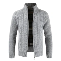 2025 Autumn Winter Mens Sweater Fashion Brand Casual Sweater Stand Collar Cardigan Men Striped Slim Knitted Men's Sweatercoat