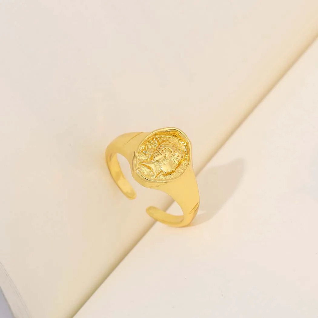 Trendy Gold Color Portrait Seal Rings For Women Girls Lover Couple Rings Friendship Engagement Wedding Rings 2021 Jewelry Gift