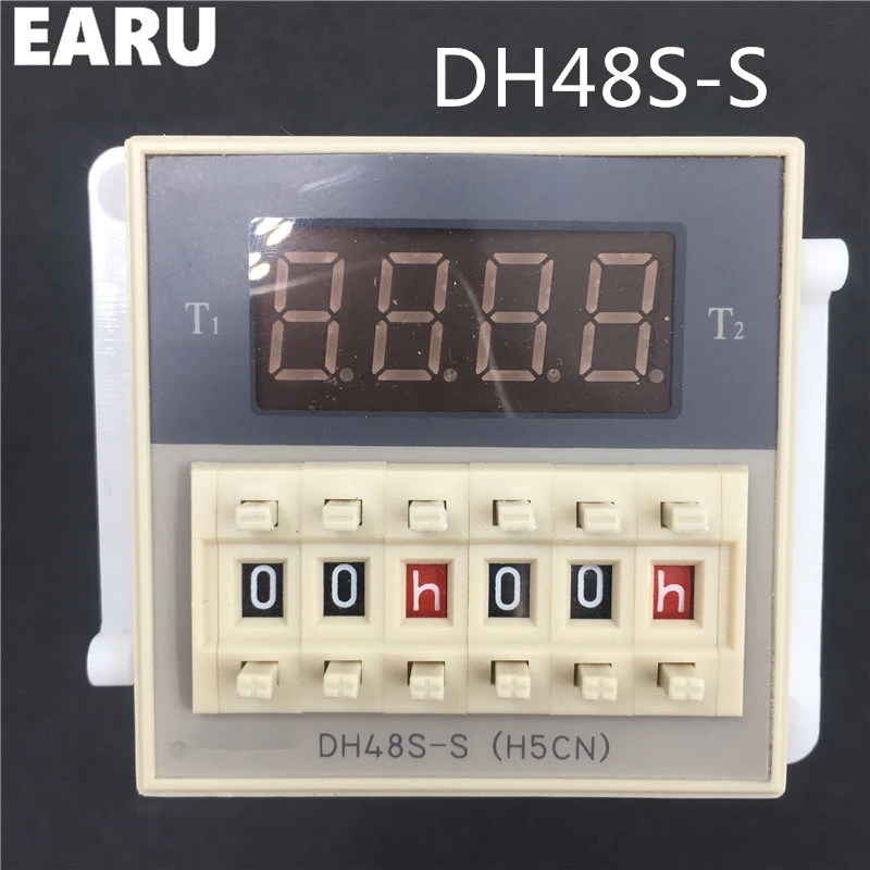 DH48S-S DH48S H5CN AC/DC 12V 24V 0.1s-990h Cycle SPDT Mini Digital Programmable Time Relay Switch Timer +Base Counter Din Rail