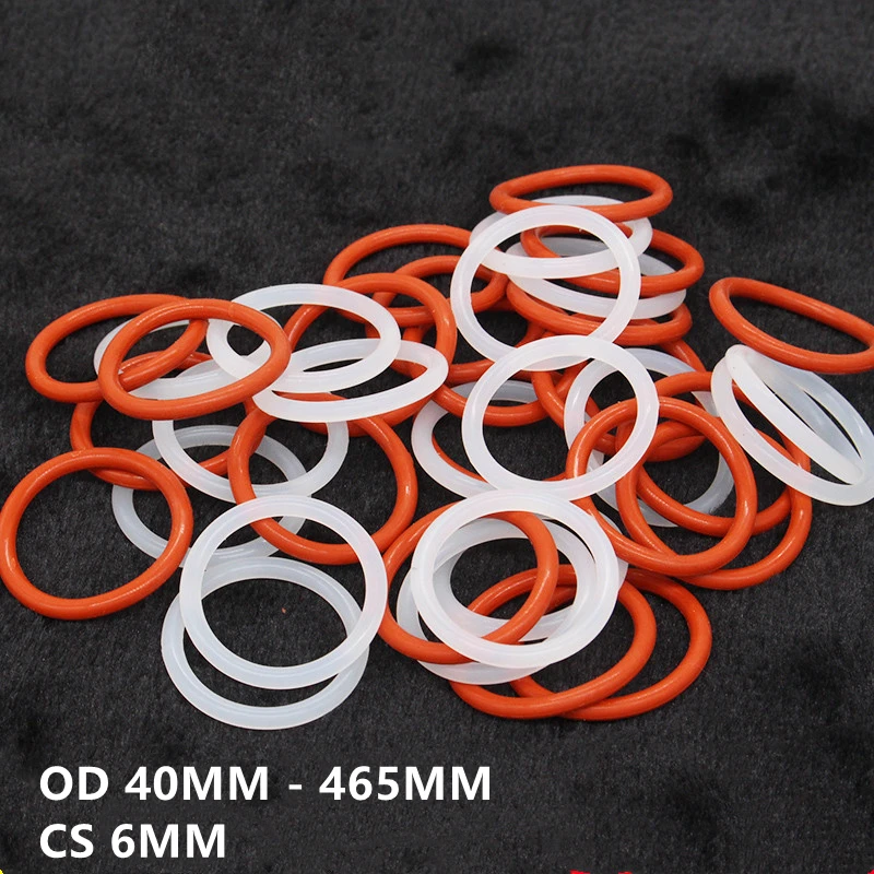 

Custom CS 6mm 5pcs VMQ O Ring Washers Silicone Sealing Gaskets Spacer OD 40 - 465MM Red White