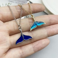 2021 New Fashion Women Necklace Gift Blue Whale Tail Neck Jewelry Golden Silver Color Animal Design Choker Necklace Wholesale