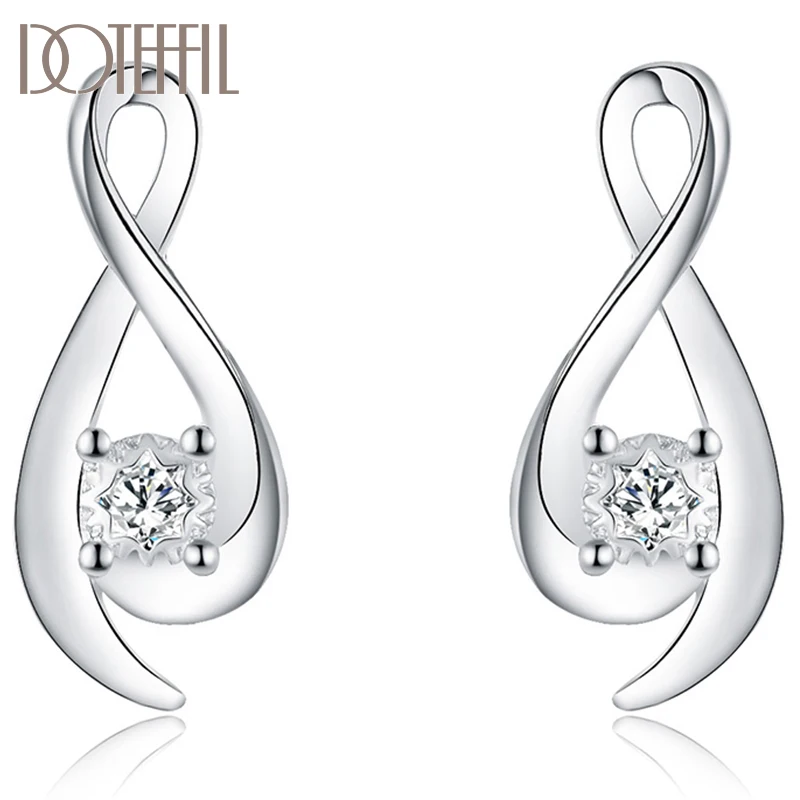 DOTEFFIL 925 Sterling Silver AAA Zircon Stud Earring For Wedding Fashion Woman Charm Jewelry image 6