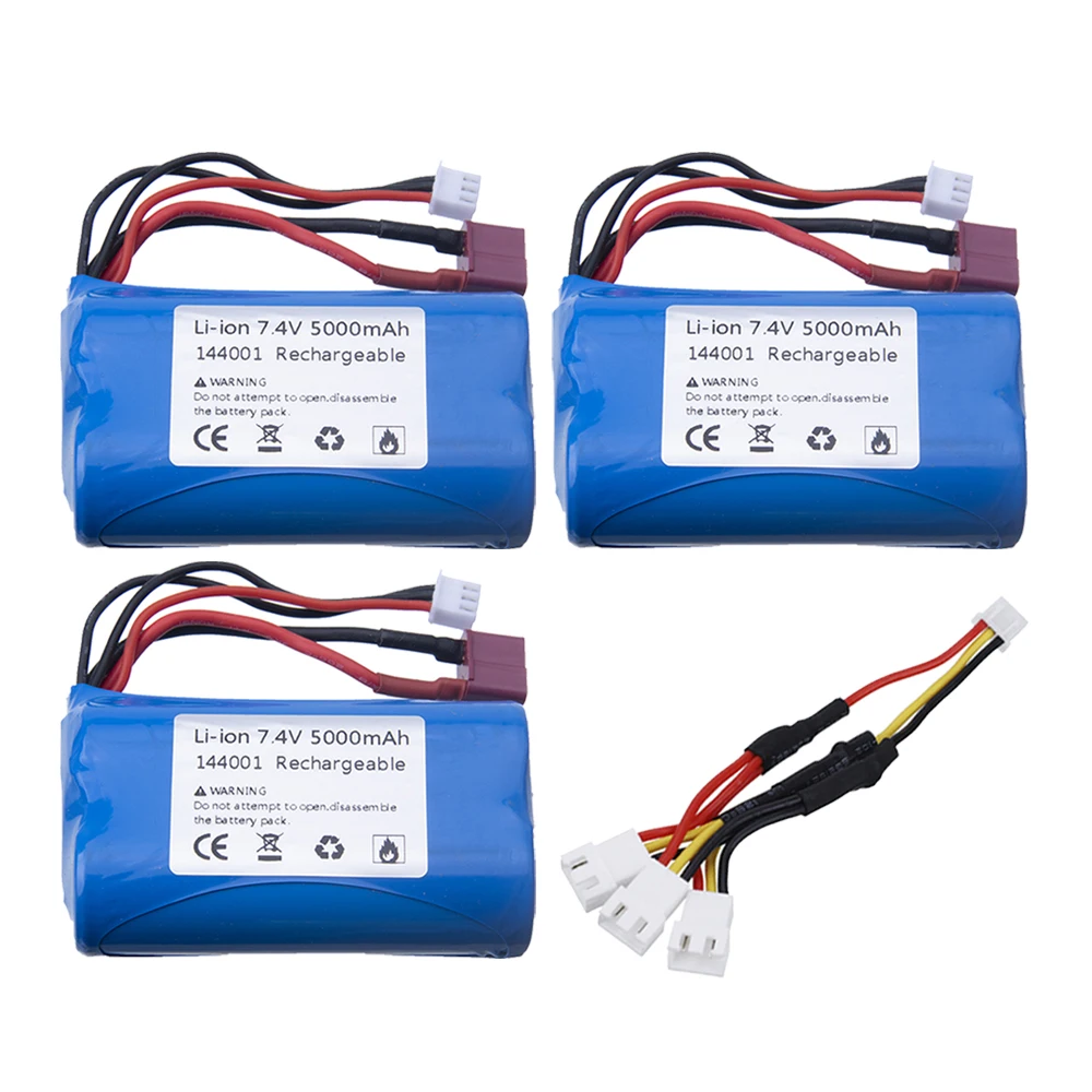 

Original battery For Wltoys 144001 12428 RC toys Car Boats trucks Spare Parts High Capacity 7.4v 5000mah Li-ion battery T plug