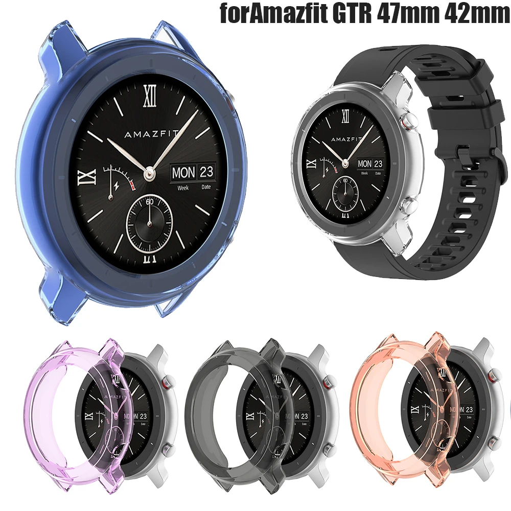 Protective Case Cover Shell For xiaomi Huami Amazfit GTR 47mm 42mm SmartWatch Accessories Frame Cases soft TPU Screen Protector