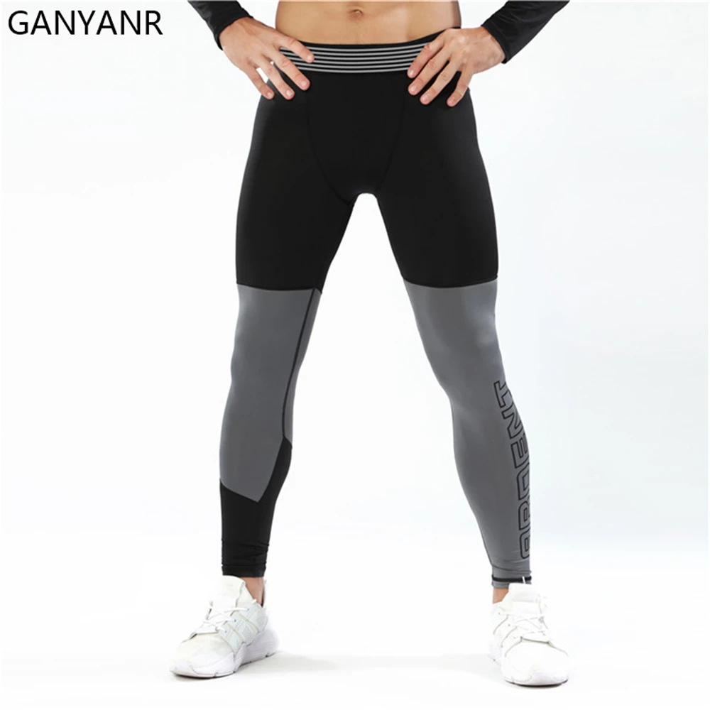 GANYANR pantalones de compresión mallas para correr hombres Leggings gimnasio ropa deportiva Fitness deporte baloncesto Sexy Yoga trotar entrenamiento ejercicio