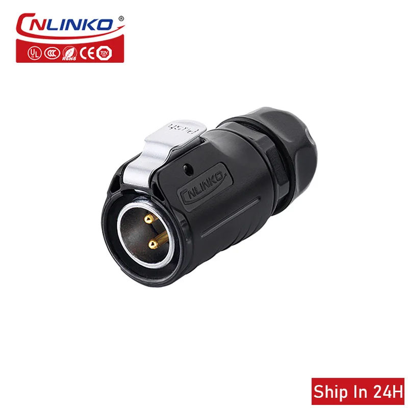 Cnlinko LP20 Industrial Aviation 2pin 20A 500V Panel Mount Female Socket Male Plug Welding Cable Wire Electrical Power Connector