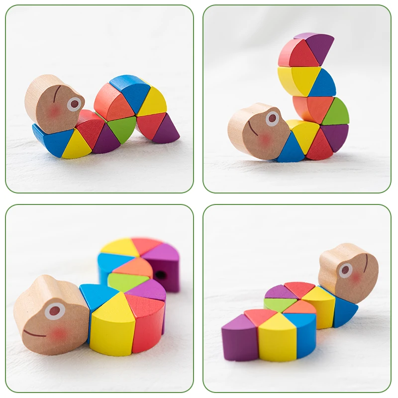 Colorido de madeira caterpillar worm puzzles crianças aprendizagem educacional didático brinquedos do bebê dedos jogo para crianças montessori presente