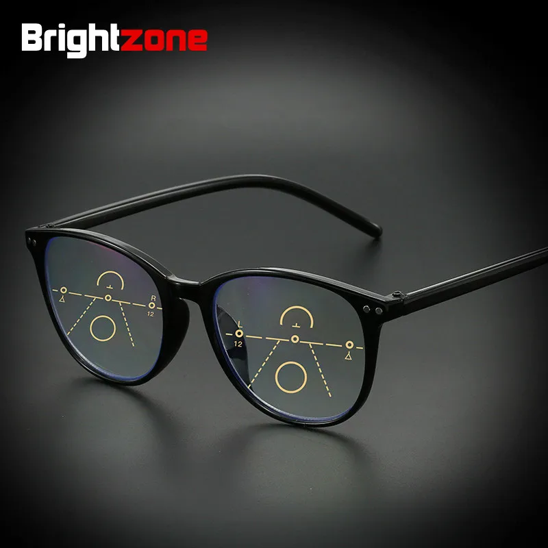 

Anti blue Light Progressive Multifocal Reading Women Men Classic Oversize 52mm Frame Presbyopic Glasses Far 0 Near +1.00...+4.00