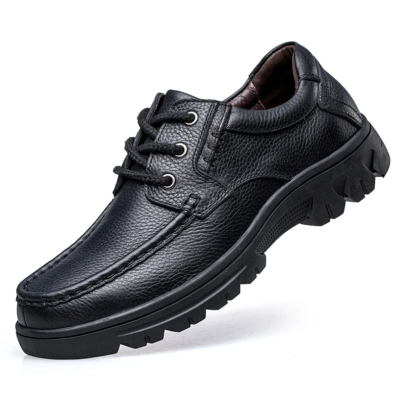 Genuine Leather Men Shoes Big Size 50 Business Casual Office New 2021 Autumn Winter Black High Quality Hard-Wearing