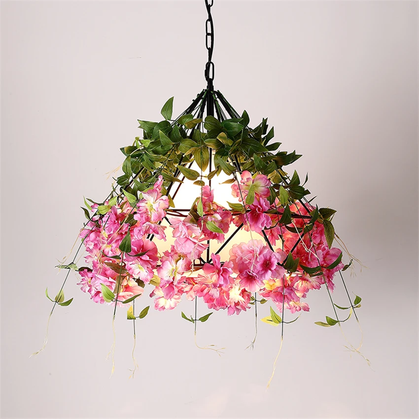 Vintage pink plant pendant lights Living room kitchen music bar restaurant lights industrial hanging lamps lighting fixtures