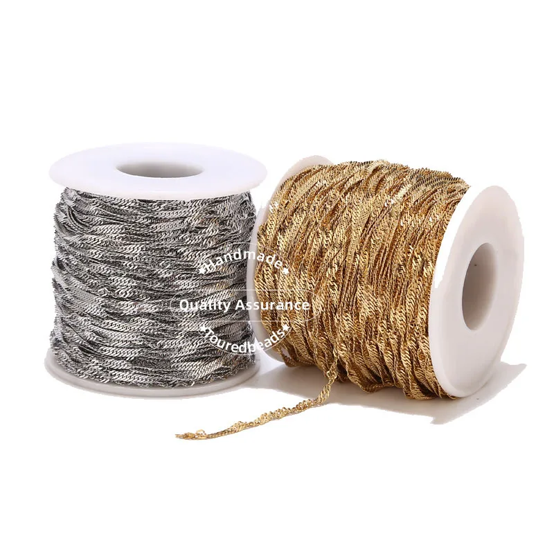 2M Stainless Steel 2mm 2.5mm Water Ripple Chains for DIY Necklace Bracelets Supplies Jewelry Making Findings