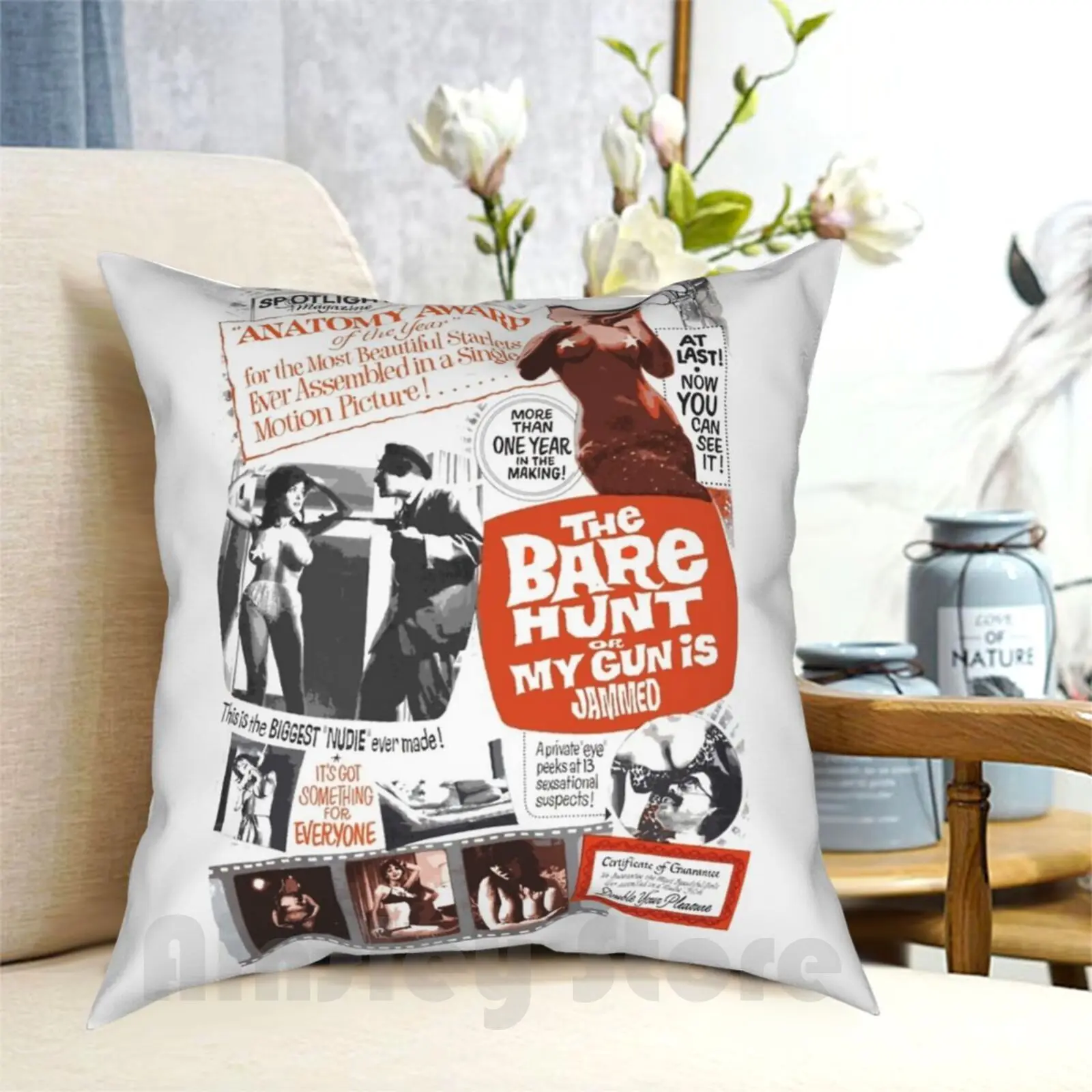 The Bare Hunt Pillow Case Printed Home Soft Throw Pillow Vintage Retro Vintage Movies Retro Movies Exploitation