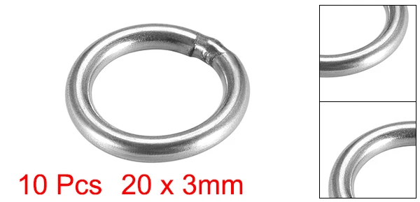 Uxcell 10pcs 304 Stainless Steel O Ring 20/30/40/50/60mm Outer Diameter 3/4/5mm Thickness Strapping Welded Round Rings