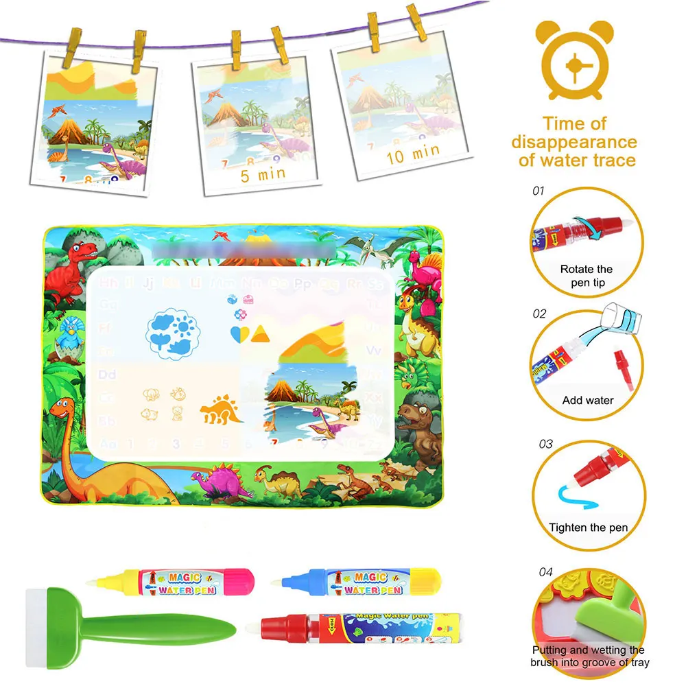 Kinder Wasser Doodle Matte Dinosaurier Stil Zeichnung Matte Pädagogisches Spielzeug Färbung Bücher Magie Malerei Bord Spielzeug Set Kinder Geschenke