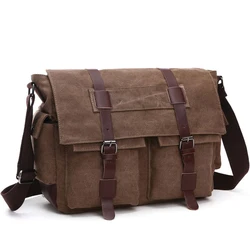 Vintage Canvas Crossbody Pack para homens, Business Messenger Bags, Shoulder Bag, retro, Casual Office Travel Bag
