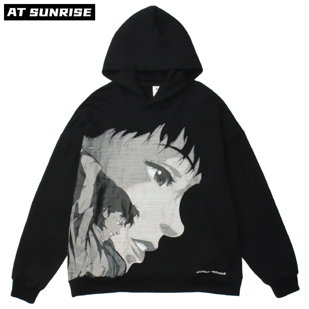 

Streetwear Sweatshirt Oversize Hoodie Men Hip Hop Cartoon Letter Print Pullover 2021 Autumn Harajuku Cotton Casual Sweatshirt