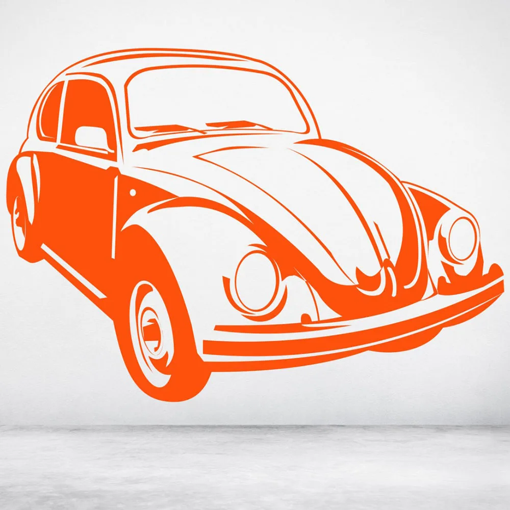 Wall Decal Classic Vintage VW Beetle Car Door Window Vinyl Stickers Teens Boys Bedroom Man Cave Garage Home Decor Wallpaper E315