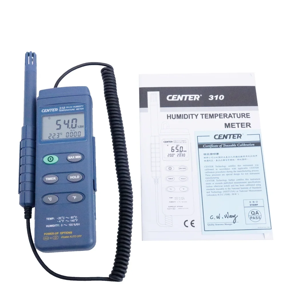 CENTER -310 Humidity Temperature Meter Resolution 0.1C, 0.1F, 0.1%RH,Timer Function,Max/Min Function.