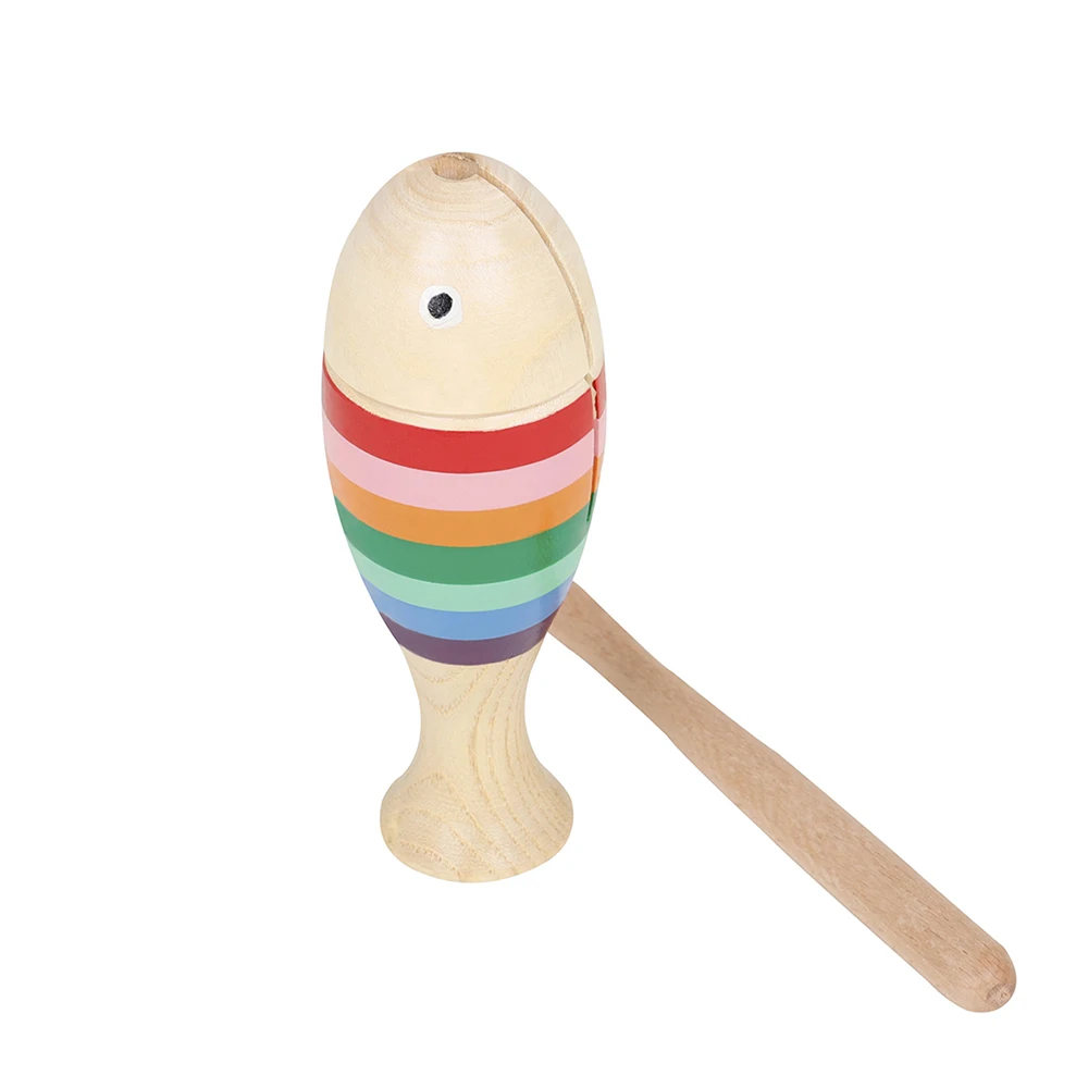 Wooden Musical Instrument for Children Kid Toys Percussion Colorful Fish Toy Toddler Music Early Education Tool Gift With Stick