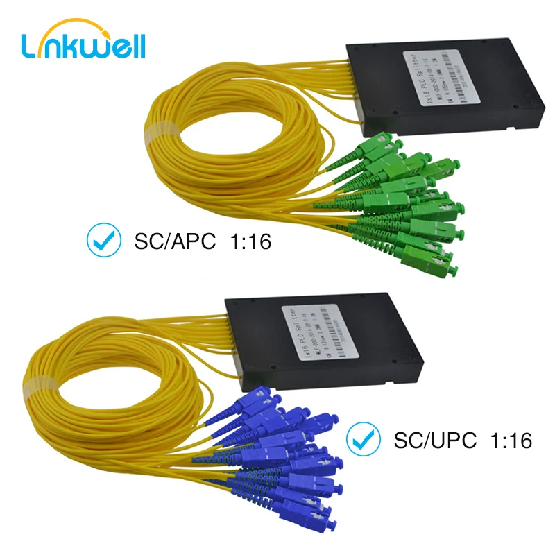 1x16 Box Type  1M SC APC SC UPC PLC Splitter, ABS Fiber Optical Telecom Splitter Connector box 1:16