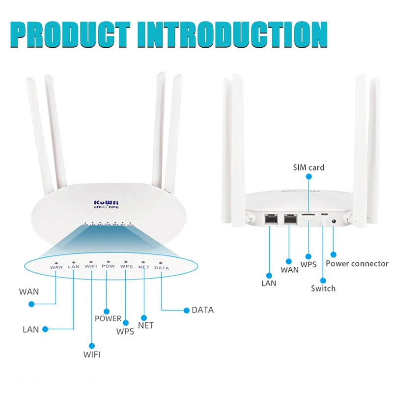 Imagem -03 - Lte Roteador sem Fio 150mbps 3g 4g Modem Cat4 Desbloquear Roteador Wifi Fdd Tdd Cartão Sim Pcs Antenas até 32 Usuários Kuwfi4g