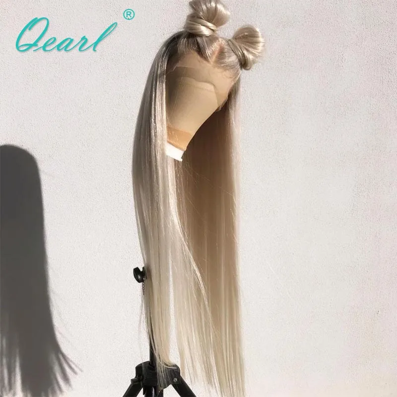 White Ash Light Blonde Full Lace Wig for Women Cheap Straight Real Human Hair HD Lace Frontal Wigs Sale Pre Plucked 180% QEarl