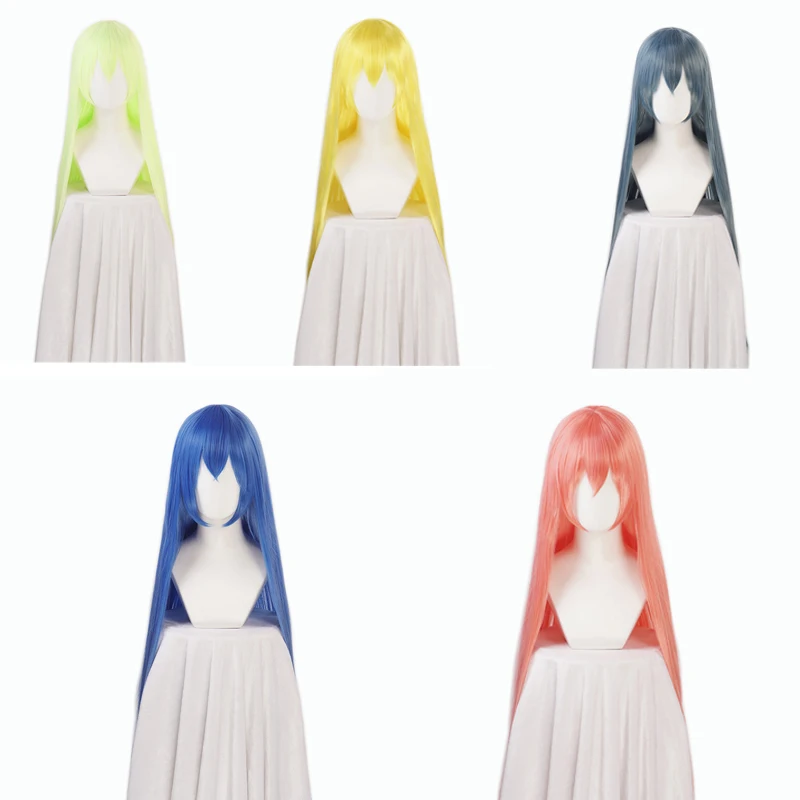 Cosplay Wig 100cm Long Straight Synthetic Wigs for Women Heat Resistance Hair Bluee Green Golden Pink Anime Costume Wigs +Cap