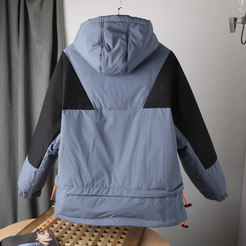 ผู้ชายเสื้อแจ็คเก็ตฤดูหนาวหนา Windproof Casual Outerwear สไตล์ Street สีกากีสีขาวเป็ดลงเสื้อ S-L