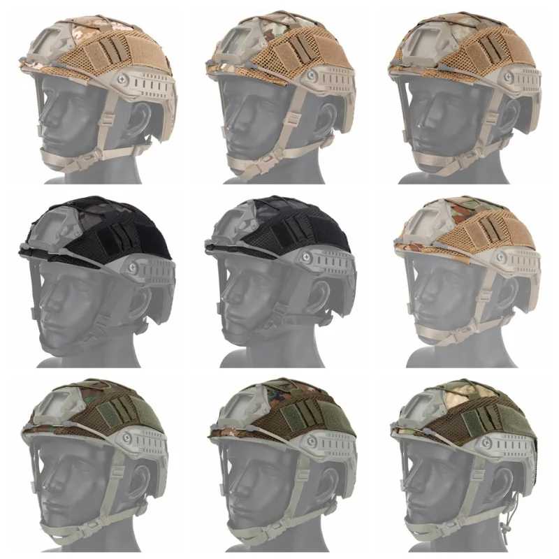 Tactical Military Combat Helmet Cover CS Wargame Sport Helmet Cover For Ops-Core PJ/BJ/MH Type Fast Helmet Strobe Light Holders