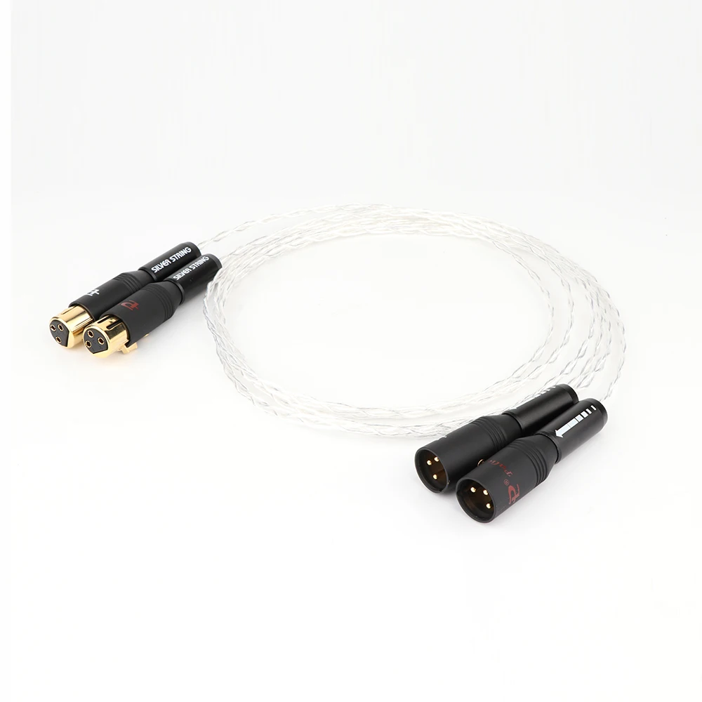 3AG คู่คริสตัลชุบเงิน XLR ตัวผู้กับตัวเมียสายออดิโอสมดุลสำหรับเครื่องขยายเสียงซีดี