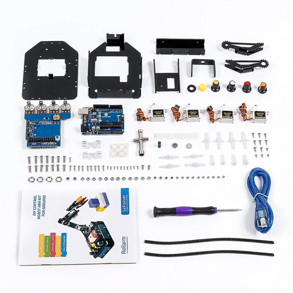 SunFounder Electronic Diy Robotic Arm Kit 4-Axis Servo Control Rollarm with Wired Controller for Arduino Uno R3