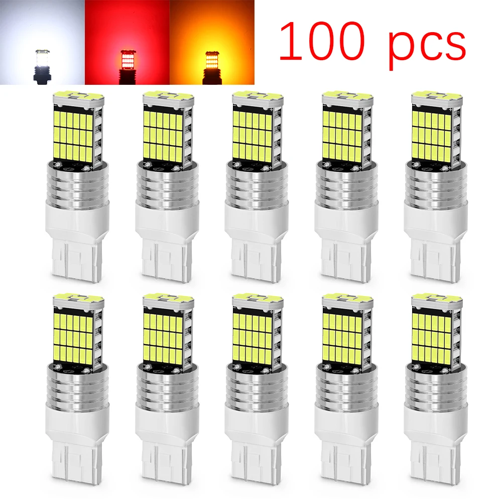 100pcs New Canbus LED Car Lights 45pcs 4014SMD 1156 BA15S BAU15S 1157BAY15D 7443 3157 For Auto Tail Lamp DRL Bulbs Red 12V Diode