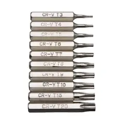 10PCS CR-V Torx Chave De Fenda Bits Set T3 T4 T5 T6 T7 T8 T9 T10 T15 T20 Móvel Reparação Pouco Plum Blossoms Reparação Cabeça