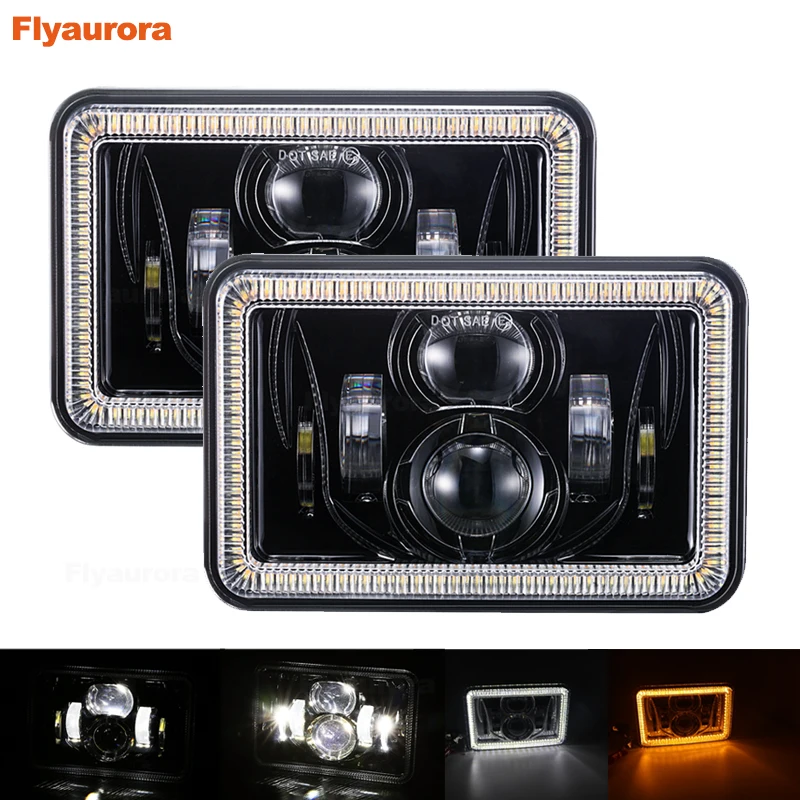 

2pcs 4x6Inch LED Truck Headlight for Kenworth T800 T400 T600 W900B W900L Classic 120/132 HK Classic Projector Headlamps Replace