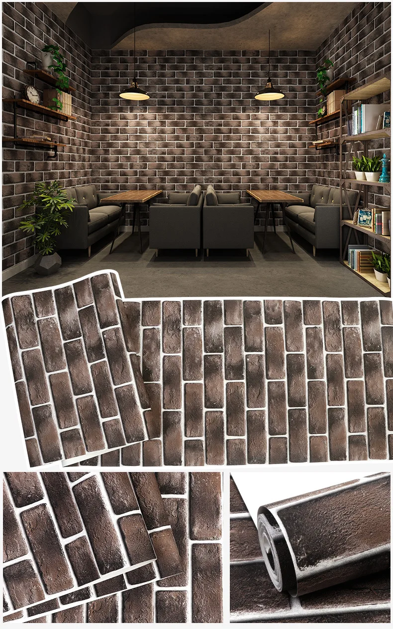 3D three dimensional Retro Red brick cultural brick antique brick brick pattern wallpaper barber shop industrial wallpaper