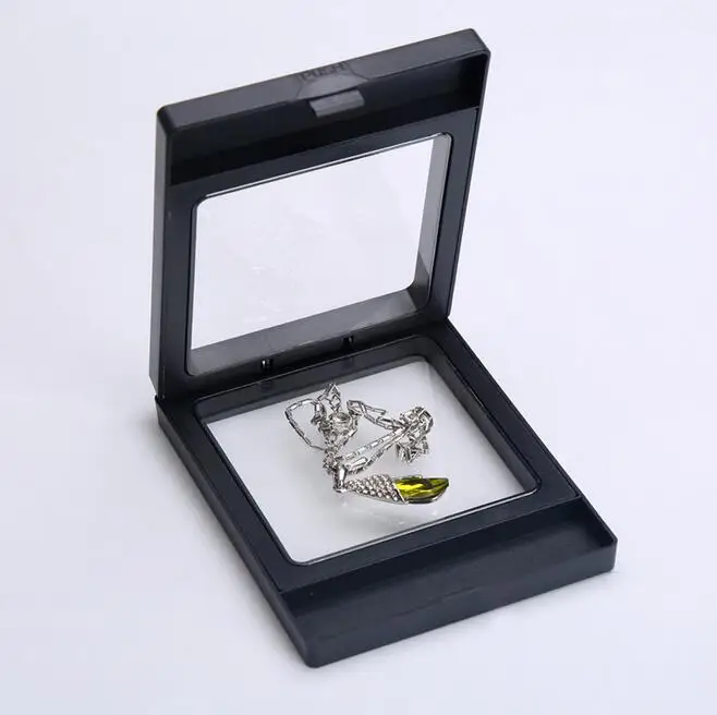Top 10pcs Floating Picture Frame Shadow Box Jewelry Display Stand Ring Pendant Holder Protect Jewellery Stone Presentation Case
