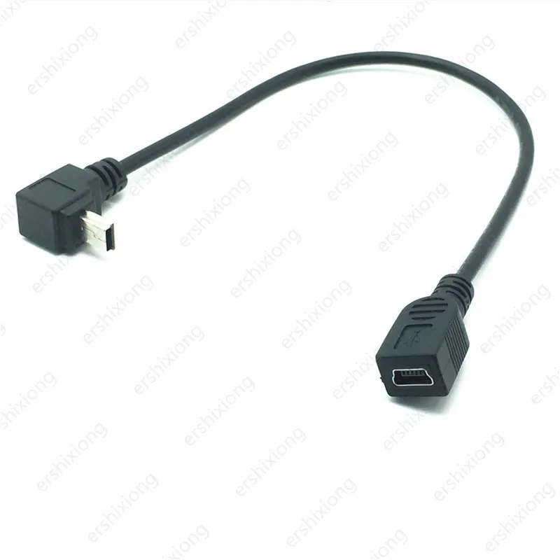 Mini przedłużacz USB 5Pin wtyk męski do żeńskie gniazdo Adapter danych kabel przewodzący w górę/w dół/w lewo/pod kątem 90 stopni przewód 25cm