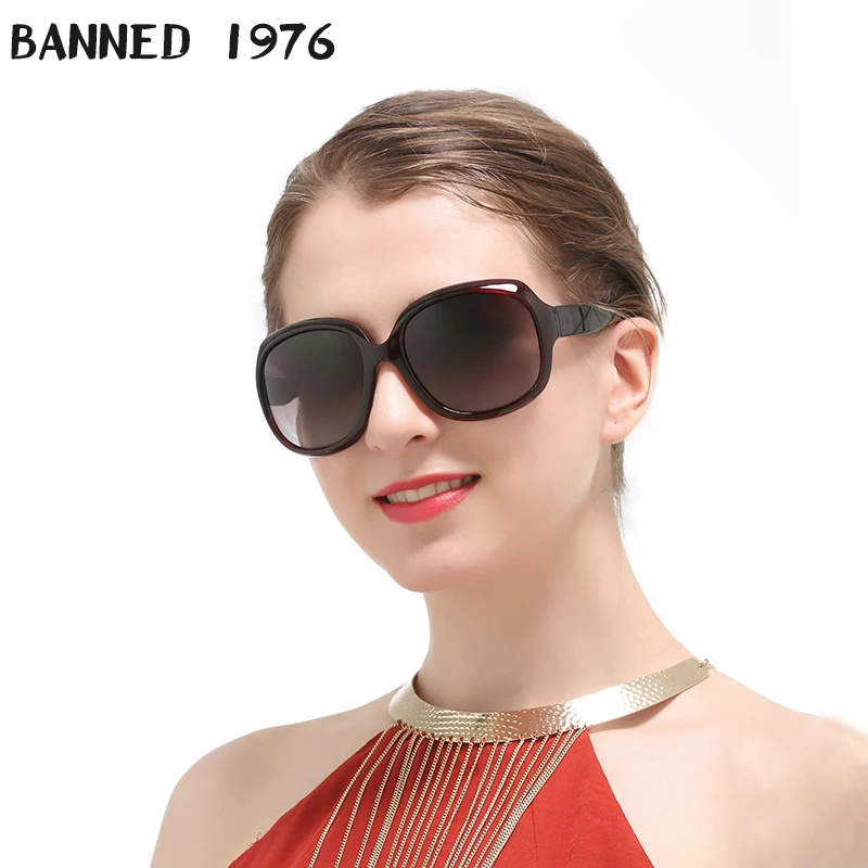 BANNED 1976 Brand Fashion Sunglasses Women Luxury Designer Vintage Sun glasses 2020 Female Rivet Shades Big Frame Style Eyewear