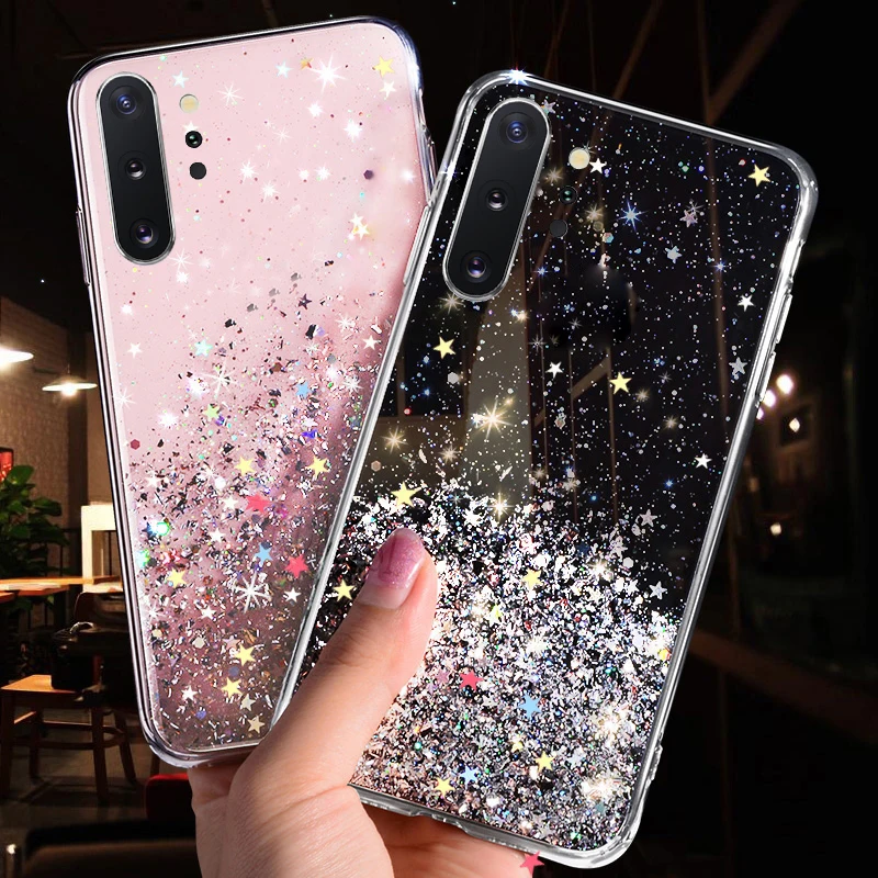 Bling Glitter Star Case For Samsung Galaxy A10 A20 A20S A30 A40 A50 A70 A80 A90 M10 S10E S10 S9 S8 A6 J4 J6 Plus A7 2018 Cover