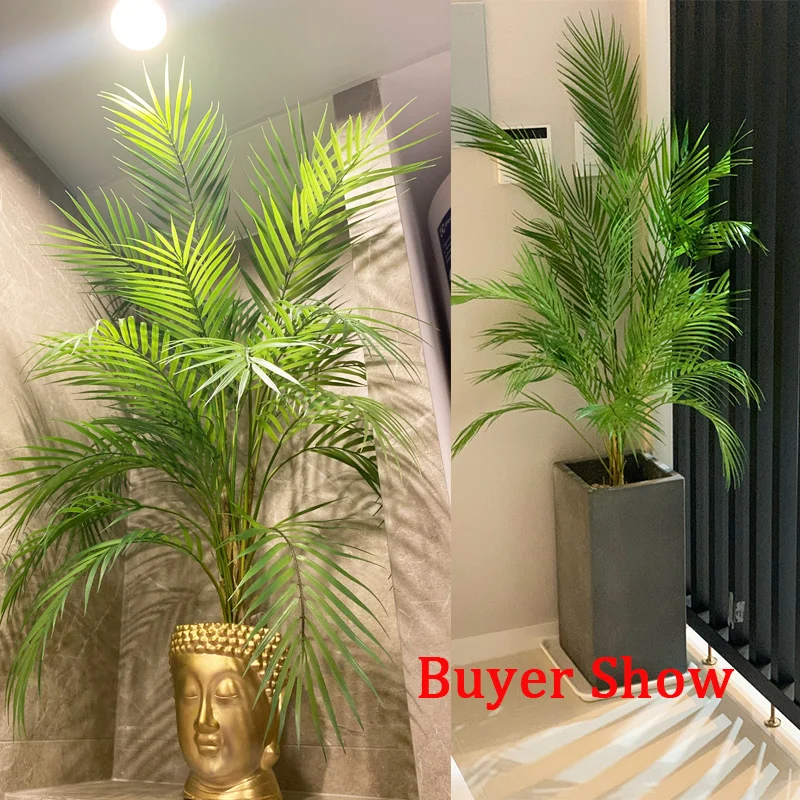 80-125cm Tropical Plants Large Artificial Palm Tree Branch Floor Fake Monstera Plastic Palm Leaves For Home Garden Wedding Decor