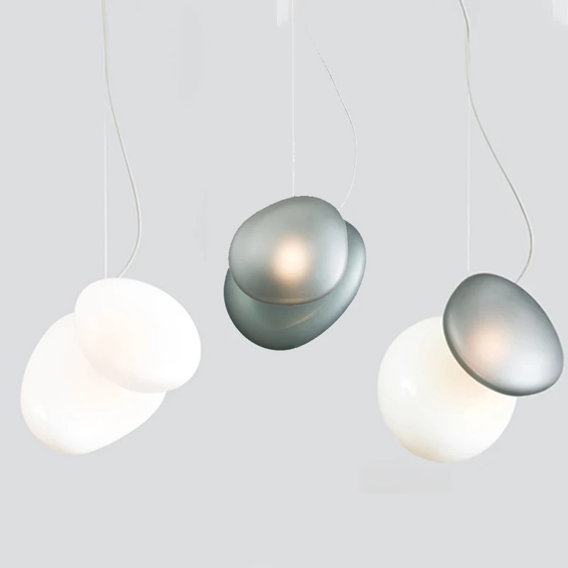 nordic pebble estilo led pendant lights pendurado droplights dual sides matte fosco vidro sombra cord sala de jantar clube 01