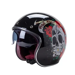 VOSS Korea Style Vintage Motorcycle 3/4 Open Face Helmet Cafe Racer Chopper Retro Lightweight Scooter Motorbike Jet Casco Moto