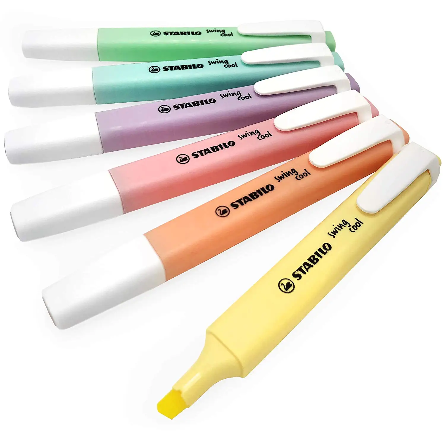 6pcs Cute Stabilo Swing Cool Pastel Highlighter Marker Pens 1-4mm Pack of 6 Assorted Colours Office and School Supplies